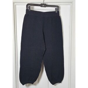 Free People Beach Hailee Crochet Knit Sweatpants S Black Textured Wide Leg